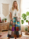 Womens Multicolor Patchwork Maxi Skirt – Recycled Silk Sari Gypsy Boho Skirt S/M/L