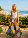 Womens Multicolor Patchwork Maxi Skirt – Recycled Silk Sari Boho Beach Skirts S/M