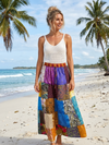 Womens Multicolor Maxi Skirt – Patchwork Recycled Silk Sari Boho Gypsy Skirt S/M