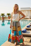 Women’s Patchwork Maxi Skirt – Recycled Silk Sari Boho Beach Hippie Gypsy Skirt S/M
