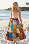 Women’s Summer Silk Skirt – Lightweight Brown Recycled Sari Boho Beach Maxi Skirt SM