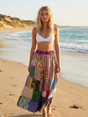 Women’s Molto Mauve Patchwork Flared Maxi Skirt – Recycled Silk Sari Gypsy Boho Skirt S/M/L