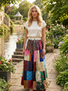 Plum Adagio Patchwork Maxi Skirt – Women’s Recycled Silk Sari Boho Skirt  S/M/L
