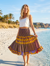 Women’s Yellow Bohemian Mini Skirt – Ruched High Waist Flowy Summer Skirt  S/M