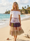 Summer Ruched Skirt – Colorful Recycled Silk Beach Boho Skirt S/M