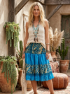 Women’s Blue Summer Beach Skirt – Recycled Silk Boho Skirt | Lightweight Fashion S/M