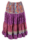 Womens Summer Ruched Skirt Mauve Purple Beach Recycle Silk Skirts S/M