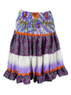 Womens Summer Ruched Skirt Purple Floral  Beach Recycle Silk Skirts S/M