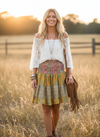 
Women’s Goldenrod Yellow Ruched Recycled Silk Skirt – Boho Summer Beach Skirt S/M
