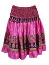 Women Boho Chic Skirt Pink Beach Recycle Silk Stylish Skirts S/M