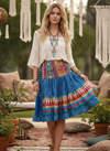 Women’s Steel Blue Recycled Silk Skirt | Ruched Boho Summer Beachwear S/M