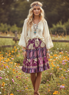 Women’s Mauve Floral Recycled Silk Skirt | Ruched Boho Summer Beach Resort Wear S/M