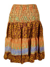 Womens Summer Ruched Skirt Squash Floral Beach Recycle Silk Skirts S/M