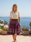 Women’s Violet Recycled Silk Skirt – Boho Summer Beachwear with Ruched Waist  S/M