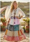 Women’s Pink Floral Patchwork Maxi Skirt – Boho Chic Recycled Silk Skirt Beach Wear S/M/L