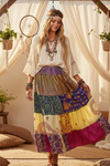 Women’s Purple & Pink Patchwork Maxi Skirt | Stylish Boho Beach Skirt S/M/L