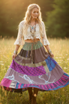 Women’s Purple Patchwork Maxi Skirt | Stylish Boho Beachwear Long Skirt  S/M/L