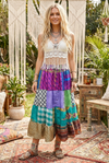 Women's Purple Multi Patchwork Maxi Skirt – Boho Beach Summer Skirt, Flowy & Stylish S/M/L