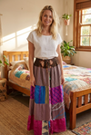 Women’s Purple Multi Patchwork Maxi Skirt – Handmade Boho Chic Long Skirt S/M/L