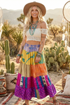 
Women’s Purple Multi Floral Patchwork Maxi Skirt | Handmade Boho Beach Long Skirt S/M/L
