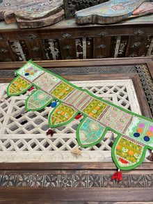  Green Boho Window Topper Toran – Decorative Wall Hanging for Bohemian Home Décor