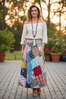  Womens Long Wrap Skirt Handmade Bohemian Multicolor Maxiskirt