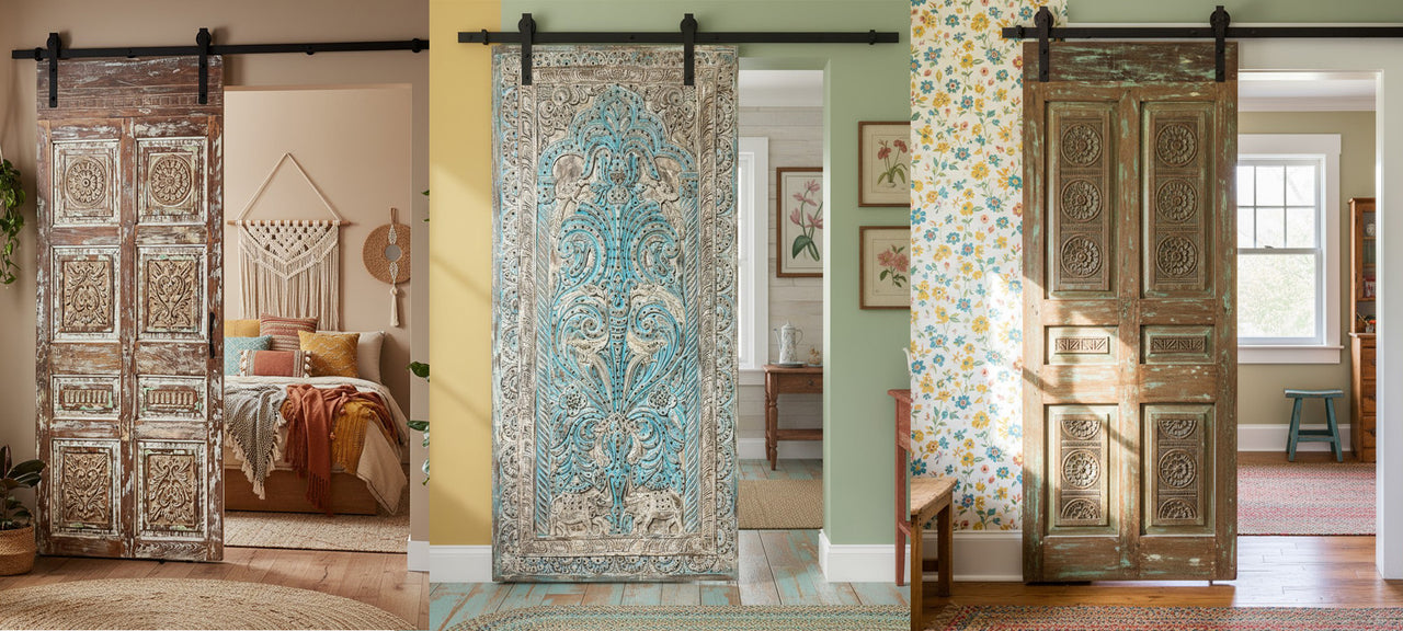  Thanksgiving and cozy, earthy interiors are a perfect match. At Mogul Interior, we love transforming spaces with rustic earthy charm of vintage carved doors decor for the holiday season. 