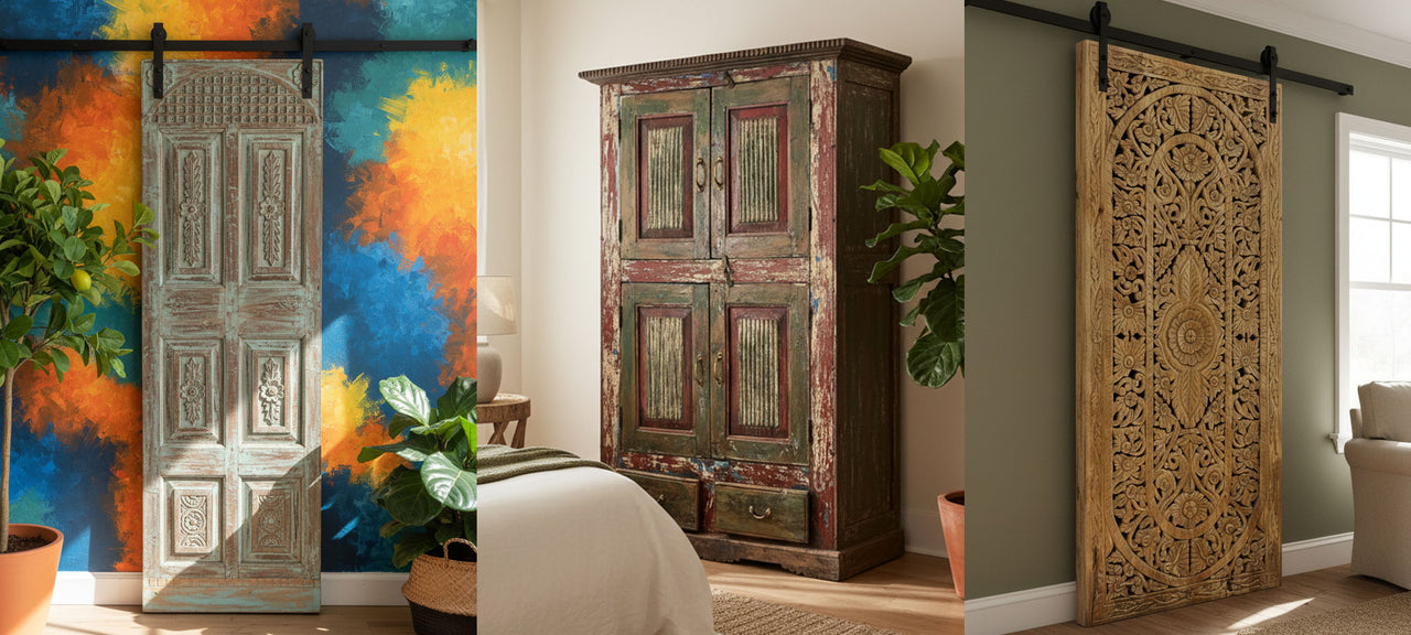  CARVED DOORS & VINTAGE FURNITURE