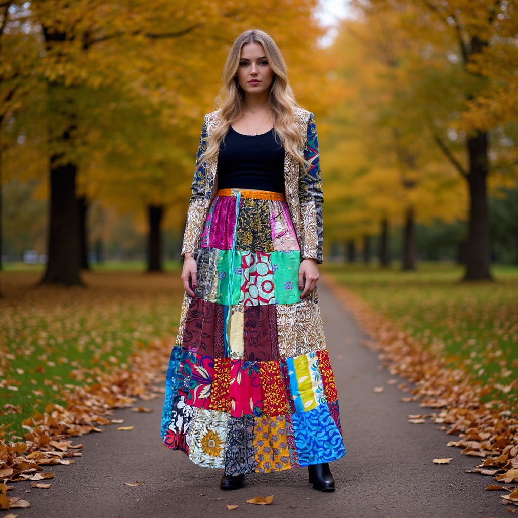  boho patchwork skirt