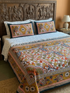 Indian Boho 3-Piece Bedding Set – Brown Floral Printed Cotton Bedcover with Pillow Shams