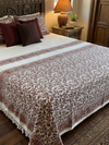 Farmhouse Boho Floral Paisley Bedspread – Red & Gray Block Printed Cotton