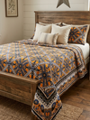 Boho Picnic Throw – Handloomed Cotton Indian Blanket, Paisley Printed Bed Throw 90x60