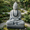 PRE ORDER Seated Buddha Garden Statue Handcarved Granite Stone Sculptures