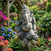 PRE ORDER-Natural Stone Abhaya Ganesha Garden Statue Granite