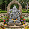 PRE ORDER-Natural Stone Ganesha Garden Statue Handcarved Granite Stone