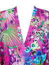 Womens Caftan Maxi Dress, Cotton Pink Floral Printed Lounger Beach Coverup 3X