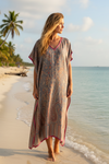 Handmade Gray Pashmina Kaftan – Bohemian Lounge Dress for Women ML