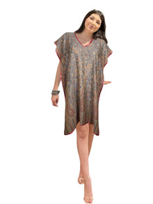  Handmade Gray Pashmina Kaftan – Bohemian Lounge Dress  ML