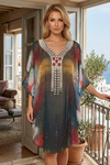 Women’s Georgette Tunic Kaftan Dress – Flowy Maternity-Friendly Beach Cover-Up Size