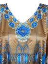Womens Kaftan Dress, Brown Jewel Print Lounge Dress, Resort Wear One Size L-3XL