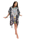 Boho Black & Pink Kaftan Tunic Dress – Handcrafted Flowy Caftan for Women XL