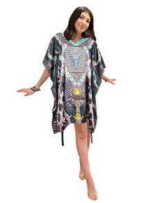  Boho Black & Pink Kaftan Tunic Dress – Handcrafted Flowy Caftan for Women XL