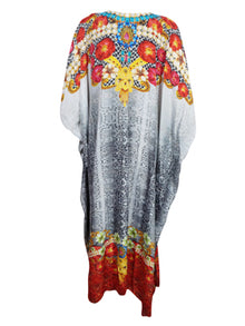  Women's Kaftan Maxi Dress, Georgette Beach Gray Red Resort Wear Dresses One size