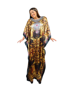  Women’s Printed Maxi Kaftan Dress – Jewel Print Long Caftan Maxi dress One size