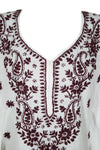 Boho Kaftan for Women White Red Embroidered Short Kaftans S/L