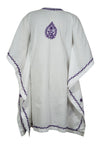 Boho Kaftan for Women White Purple Embroidered Short Kaftans S/L