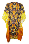 Women’s Yellow & Orange Sheer Georgette Kaftan – Oversized Boho Beach Cover-Up 4XL