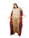 Women's Red & Beige Floral Embroidered Georgette Kaftan Maxi Dress – Boho Resort Elegance 4XL