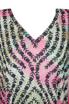 Women’s Pink Floral Embroidered Georgette Kaftan – Elegant Boho Maxi Dress  4XL
