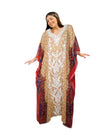 Women's Red & Beige Floral Georgette Kaftan Maxi Dress – Elegant Boho Resort Wear, 4XL